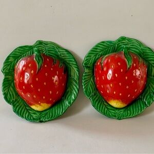 Vintage Rossetti Hand Painted Ceramic Strawberry Plaques